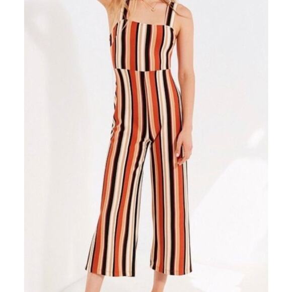 ￼ Urban Outfitters Delany square Neck Striped Jumpsuit Size S/P Pre-owned #1315 - Picture 3 of 5